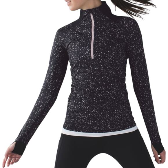 Lululemon Go The Distance 1/2 Zip Thumbhole Butterfly Texture Mink Berry Black 6 - Picture 1 of 5